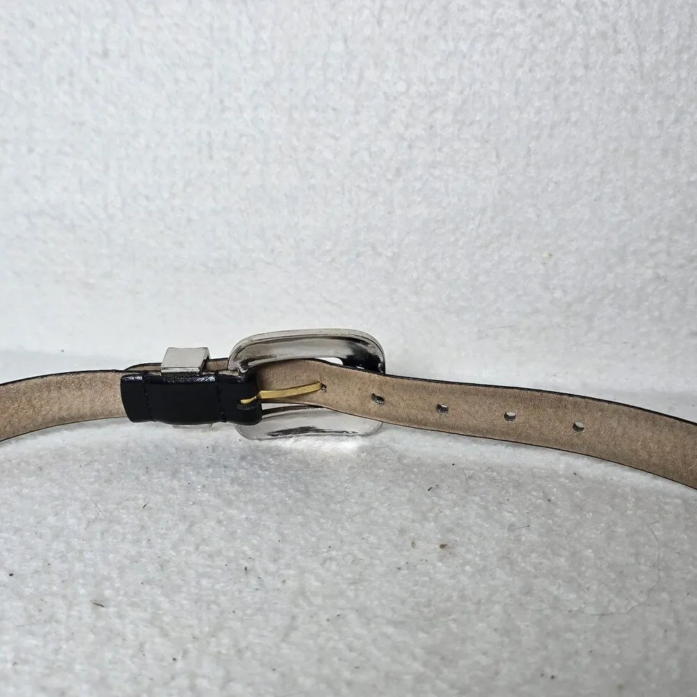 Vintage Millennium Black Leather Belt Large Two-tone Hardware 1998 - Picture 6 of 7